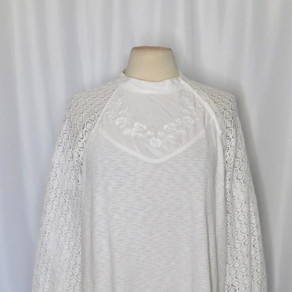 Free People White Lace Sleeve Top - Picture 3 of 15